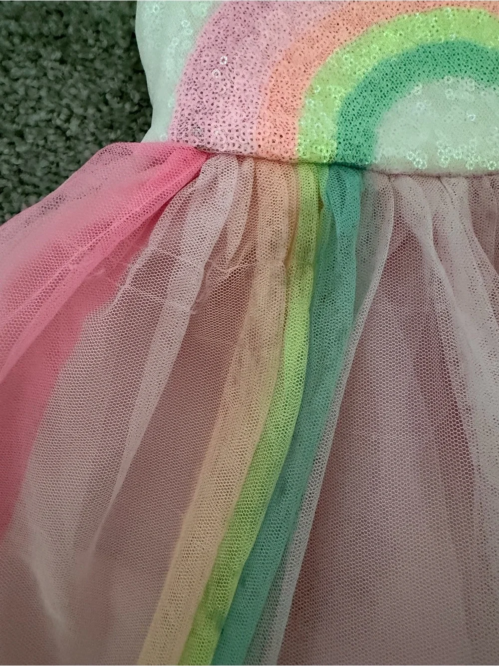 Girls Pink Rainbow Tulle Dress - Sleeveless Sparkle Bodice